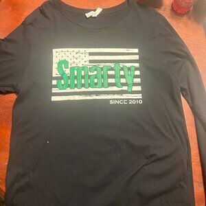 bella canvas t shirt LG SMARTY GREEN AND WHITE LONG SLEEVE RODEO COUNTRY WESTERN